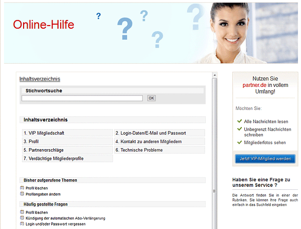 Partner.de Online-Hilfe